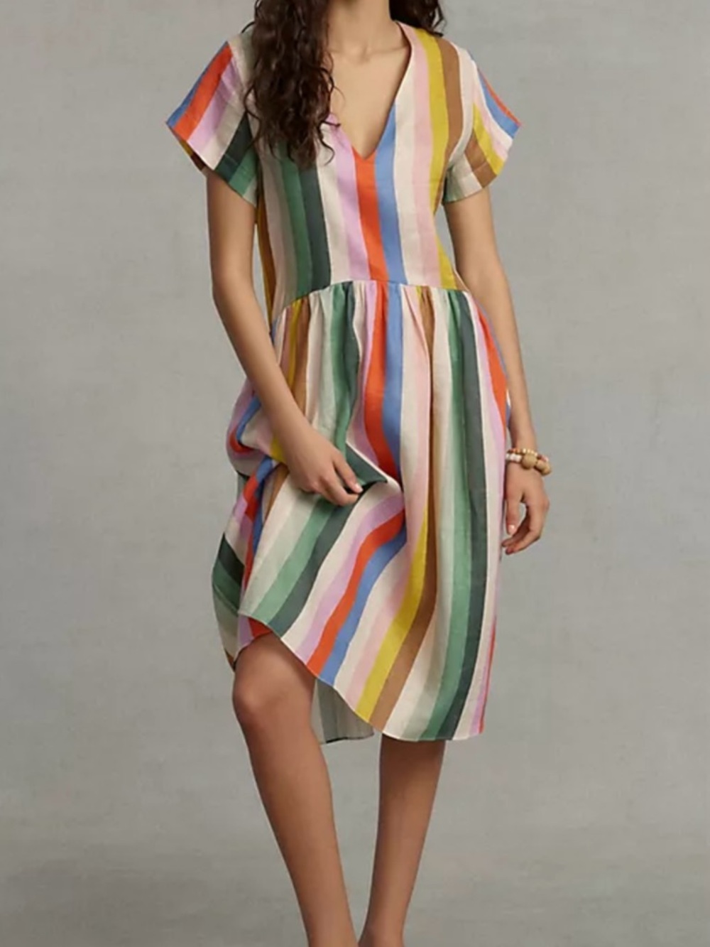 Whit Two Anthropologie rainbow Striped V-Neck dress